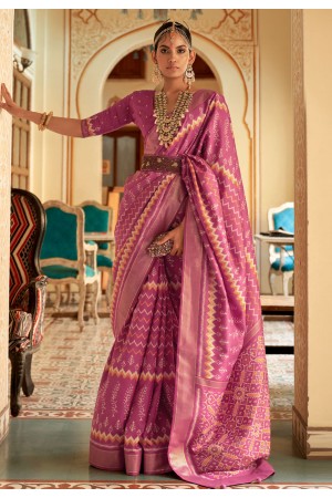 Silk Saree with blouse in Purple colour 526D