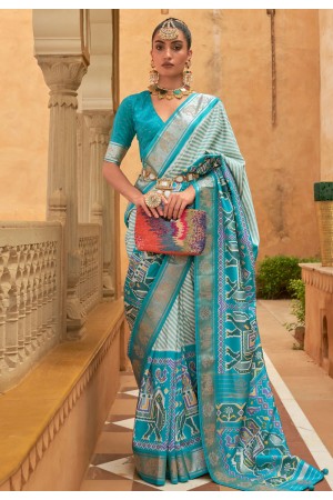Silk Saree with blouse in Sky blue colour 564