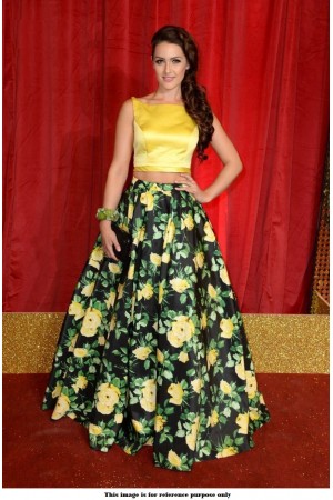 Bollywood Model Black and yellow floral lehenga choli