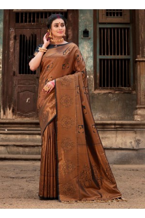 Brown Pure Silk Festival Wear Weaving Saree MAHALAXMI 434F
