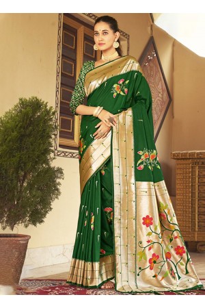 Green Silk Festival Wear Weaving Saree PUSHPA 1004