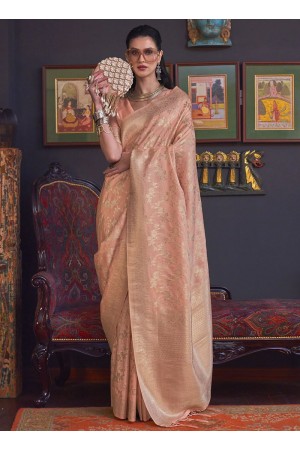 Peach Silk Festival Wear Weaving Saree KHABUTAISILK 322004