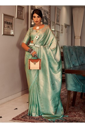 Pista Green Satin Silk Party Wear Kanchivaram Saree SAMBHAVISILK 152003