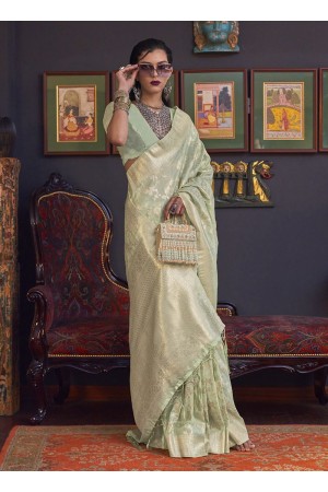 Pista Green Silk Festival Wear Weaving Saree KHABUTAISILK 322003