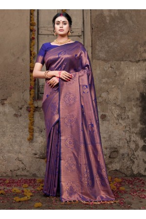 Purple Pure Silk Festival Wear Weaving Saree MAHALAXMI 434C