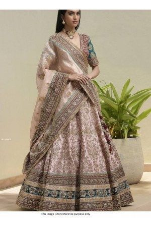 Bollywood Model Baby Pink silk wedding lehenga choli
