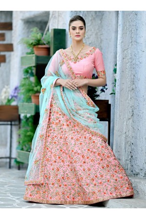 Light Pink  silk Indian wedding lehenga