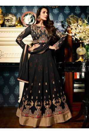 Malaika Arora khan georgette black color wedding anarkali suit