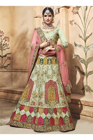 Ivory satin embroidered heavy designer Indian wedding lehenga choli 4703