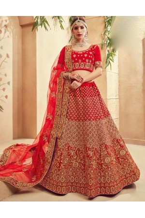 Red color Traditional Indian heavy designer wedding lehenga choli 10005