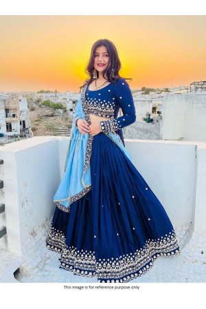 Bollywood Model Blue georgette wedding lehenga