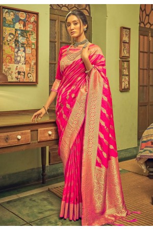 Banarasi silk Saree with blouse in Magenta colour 20003