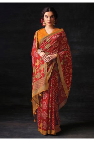 Brasso Saree with blouse in Maroon colour 16023