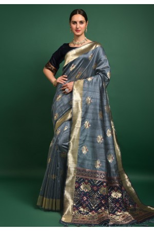 Silk Saree with blouse in Blue colour 10953