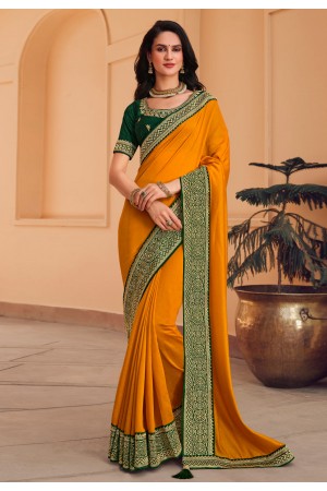 Silk Saree with blouse in Mustard colour 1003