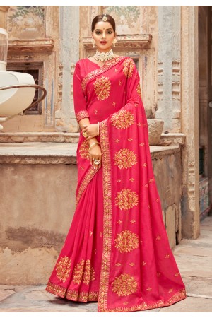 Silk Saree with blouse in Pink colour 2230
