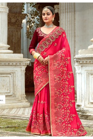 Silk Saree with blouse in Pink colour 34316