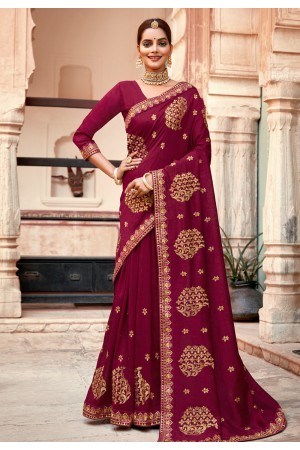 Silk Saree with blouse in Purple colour 2232