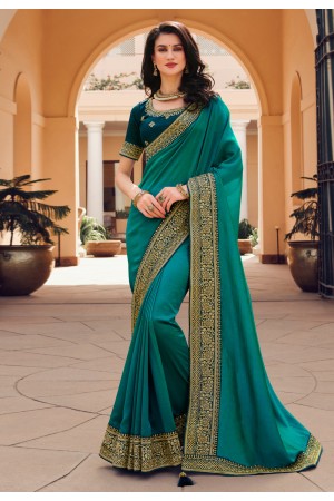 Silk Saree with blouse in Sky blue colour 1004