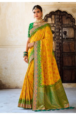 Silk Saree with blouse in Yellow colour 212