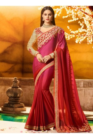 Superlative red fancy fabric party saree 1161