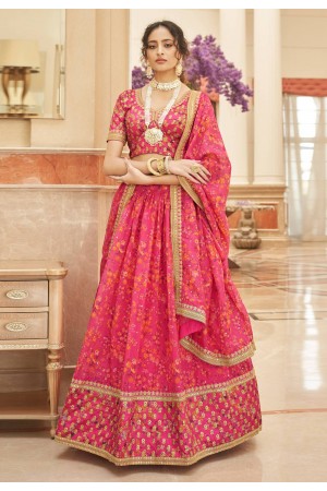 Organza floral lehenga choli in Pink colour 7422