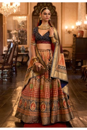 Silk circular lehenga choli in Red colour 1159