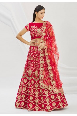 Velvet a line lehenga choli in Magenta colour 853B