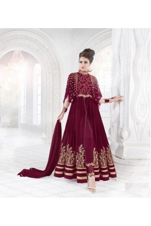 Magenta color georgette wedding wear anarkali