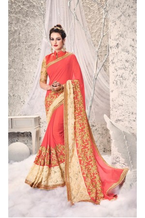 Party-wear-Peach-4-color-saree