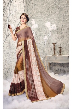 Party-wear-brown-2-color-saree