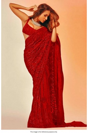 Bollywood Malaika Arora khan inspired red sequins saree