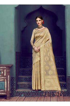Gold Banarasi Silk party wear saree 55435