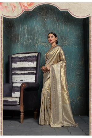Gold Grey Kanchipuram Silk party wear saree 58082