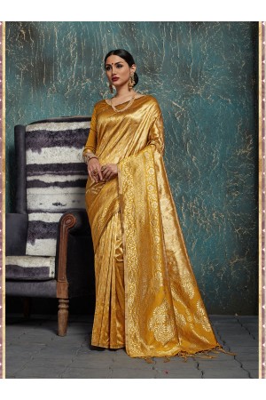 Gold Kanchipuram Silk party wear saree 58078