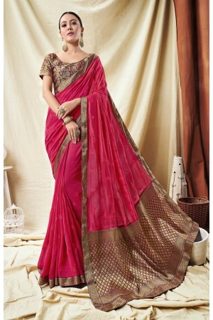 Pink Vichitra Silk party wear saree 59093