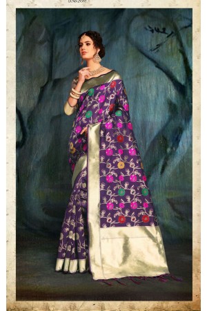 Purple Banarasi Silk party wear saree 55510