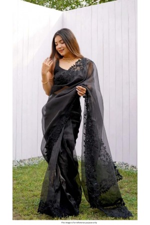 Bollywood Model Pure organza black color saree
