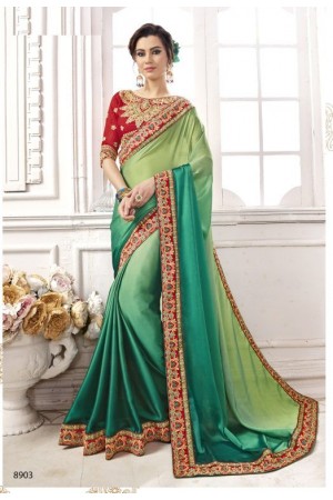 Green georgette party wear saree 8903