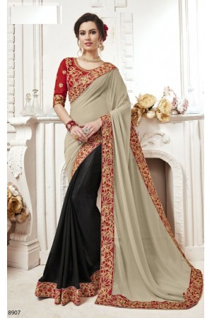 Grey georgette party wear saree 8907