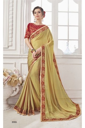 Lime georgette party wear saree 8906