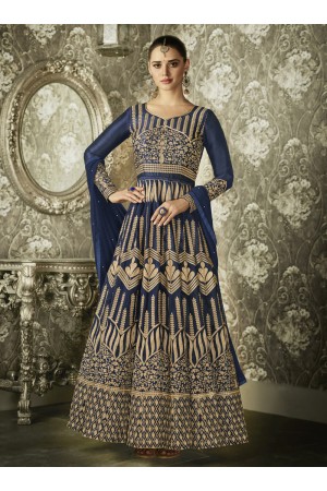 Blue color silk Indian wedding wear anarkali 1004