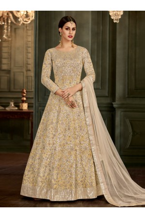 Off White Silk Floor Length Indian wedding Anarkali Suit 32004