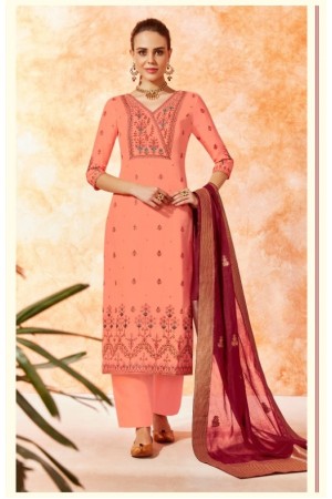 Peach dola silk Indian Palazzo salwar kameez K13