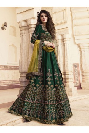 Dark green silk Indian wedding lehenga choli 901