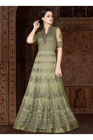 Green net wedding anarkali