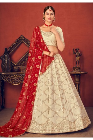 Beige art silk embroidered lehenga choli 1767