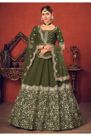 Green art silk embroidered lehenga choli 1762