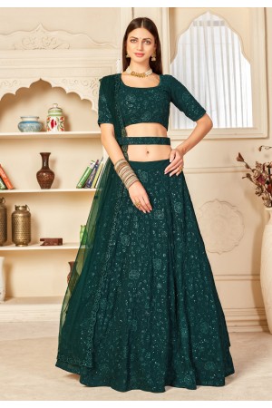 Green net embroidered lehenga choli 1802