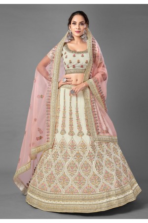 Off white georgette sequins work lehenga choli 6907